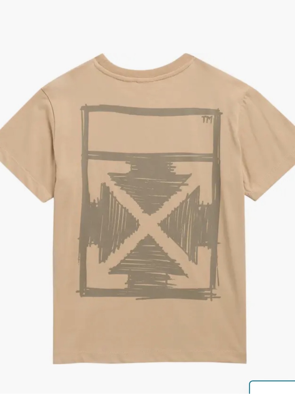 Off-White Beige Short-Sleeve Tee with Olive Graphic